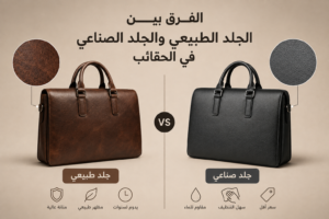 الفرق بين الجلد الطبيعي والجلد الصناعي في الحقائب